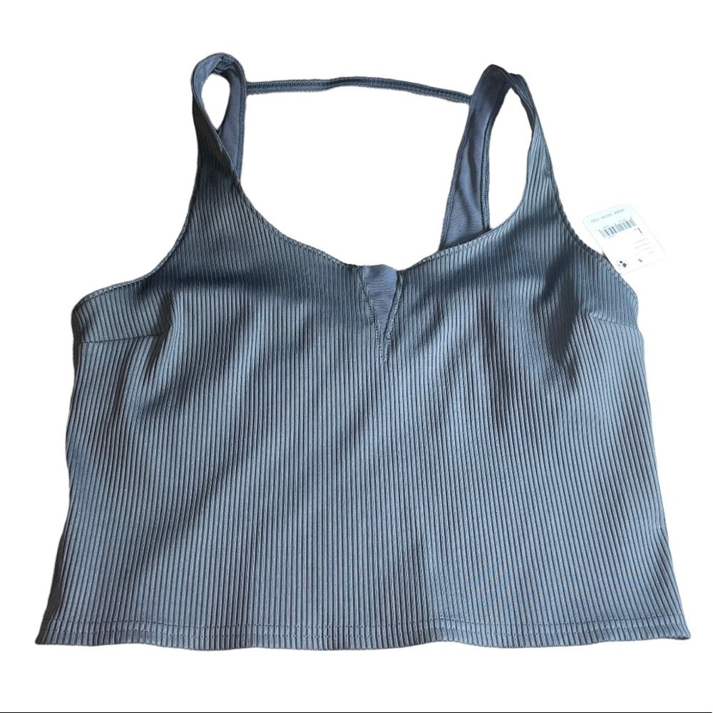 Free People Gray Ribbed Crop Tank